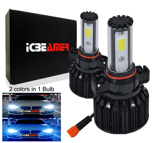 ICBEAMER 5201 H16 PS24WFF PSX24W 9009 2504 LED COB Fog Light Bulb Replace Halogen Lamp [Color:6000K White + 30000K Blue]