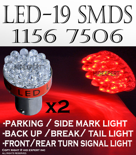 2 pcs Super RED 19 Led Bulbs For Turn Signal Light 1156 7506  Fast Shipping A365