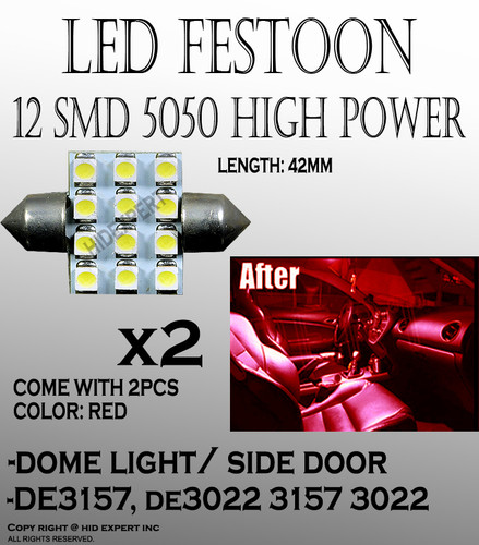 2pcs 42mm 560 569 LED Car doom Light Bulbs 12SMD Car Lamp Festoon Red Bulbs #de A230
