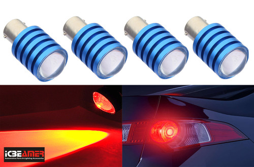 ICBEAMER 4 pcs BAY15d 1154 1157 1158 1493 2057 2357 2397 7528 LED Replace Brake Tail Turn Signal light Bulb [Color: Red]