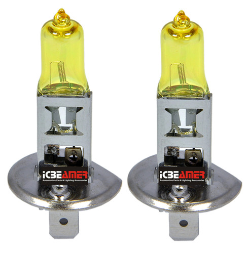 ICBEAMER H1 12v 100W Direct Replace Can Fit Auto 64152 31393 64150 OEM Factory Halogen Light Bulbs [Color: Yellow]