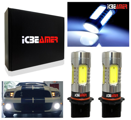 ICBEAMER PSX26W P13W 5202 12V 11W LED COB Chipset Projector Lens High Power Super White DRL/ Fog Light Bulbs [2 pcs]