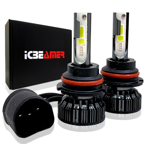 ICBEAMER 9004 HB1 Canbus LED COB Driving Headlight RGB Daytime Running Light Replace Halogen bulb control Smartphone App