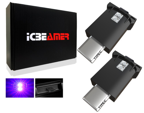 ICBEAMER 2 Gen Type C Adapters USB Atmosphere Adjustable Brightness LED Light, [Color:Purple] Smart Interface Plug-in Miniature LED Night Light Car Trunk Ambient Laptop Keyboard Home Office Decoration
