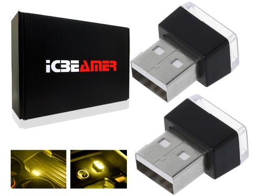 ICBEAMER [Color:Yellow] Universal USB Interface Plug-In Miniature Night light LED Car Interior Trunk Ambient Atmosphere