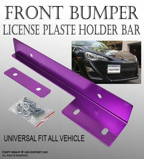 TMZ Purple Aluminum Bumper Front License Plate Mount Relocate Bracket Holder K154