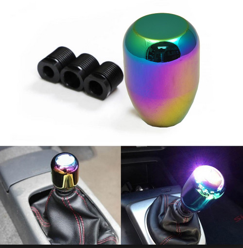 ICBEAMER Neo Chrome Aluminum 2.5" Shift Knob, Fit Automatic and 4, 5 and 6 Speed Manual Transmission Vehicles, Interior Car Gear Lever Stick Shift Handle Automotive Replacement Parts, 1 Piece