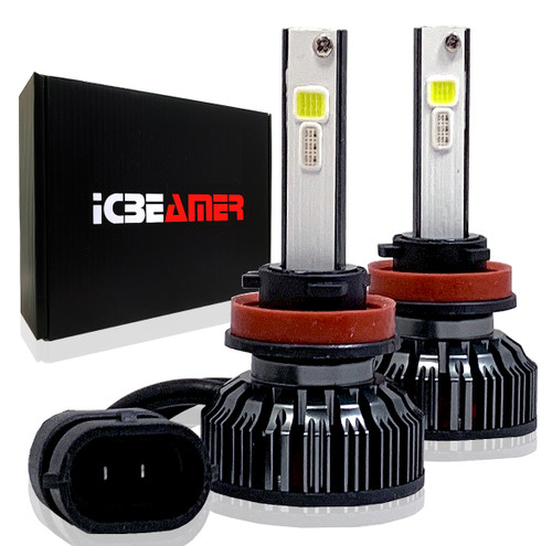 ICBEAMER H11 Canbus 7200lm COB LED+ RGB Headlight Daytime Running Light Replace Halogen bulbs control by Smartphone App