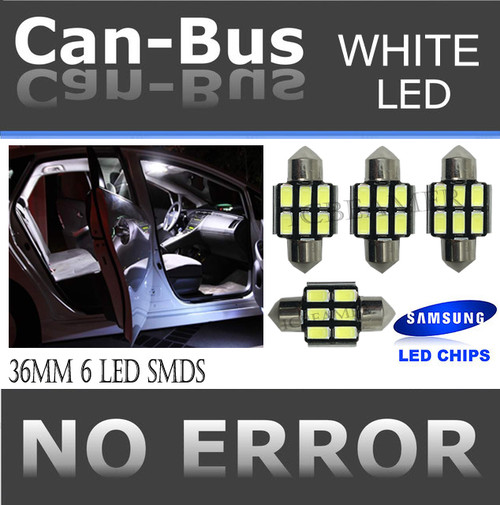 4pcs Canbus 36mm LED Car Light Bulbs 6-SMD Samsung chips White Bulbs