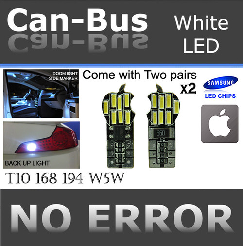 ICBEAMER 4pcs Samsung Chips White T10 168 Apple style Canbus 14 LED Rear Bulbs #FB10