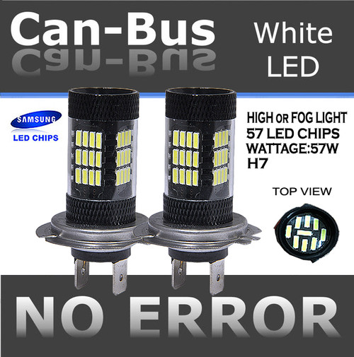 Samsung Chip JDM Canbus 1 pair 57 LED H7 Fit High or Fog light Head Light Bulbs Free Shipping