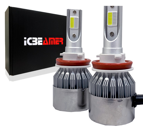 ICBEAMER 9007 HB5 LED COB HeadLight Bulb Replace Halogen Lamp [Color:6000K White Low Beam + 30000K Dark Blue High Beam]