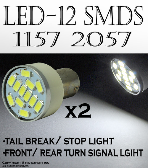 2 pcs Super White 12 LED Bulbs For Turn Signal Light 1157 2057 Fast Shipping A369 2 pcs Super White 12 LED Bulbs For Turn Signal Light 1157 2057 Fast Shipping A369