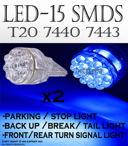 ABL 3157 T20 15LED 7440A  992 bright Blue Rear-Tail Turn Signal bulbs A373