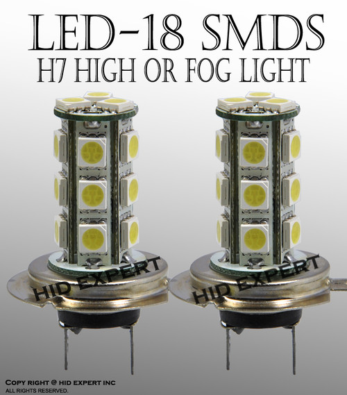 LED H7 18 SMD Super Xenon White Fog Light Bulbs Free Shipping U.S. A123