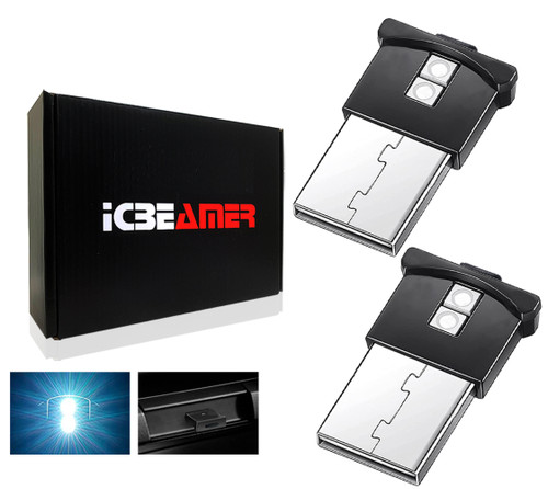 ICBEAMER 2 Gen Smart USB 5V White Color Interface Plug-In Miniature Night light LED Car Interior Trunk Ambient Atmosphere Laptop Keyboard Light Home Office Decoration Night Lamp,Adjustable Brightness