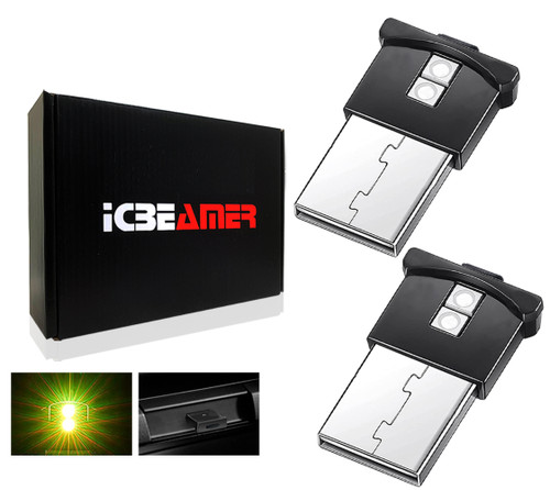 ICBEAMER 2 Gen Smart USB Yellow Color Interface Plug-In Miniature Night light LED Car Interior Trunk Ambient Atmosphere Laptop Keyboard Light Home Office Decoration Night Lamp, Adjustable Brightness