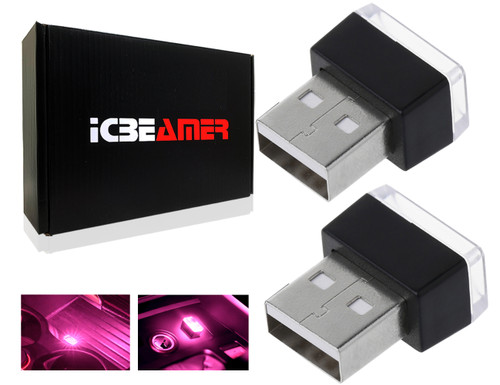 ICBEAMER [Color:Purple] Universal USB Interface Plug-In Miniature Night light LED Car Interior Trunk Ambient Atmosphere