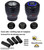 ICBEAMER 100% Real Carbon Fiber Shift Knob Blue LED Light Top Glow, Fit Buttonless Automatic & 4, 5, 6 Speed Manual Transmission Interior Car Gear Lever Stick Shift Racing Style [Battery Included]
