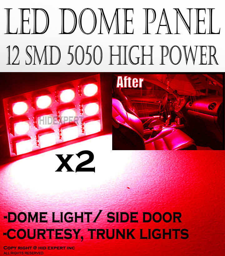 2-Pack Super Bright 5050 Red LED Panel Lights – Perfect For Dome, Map, Or Door
