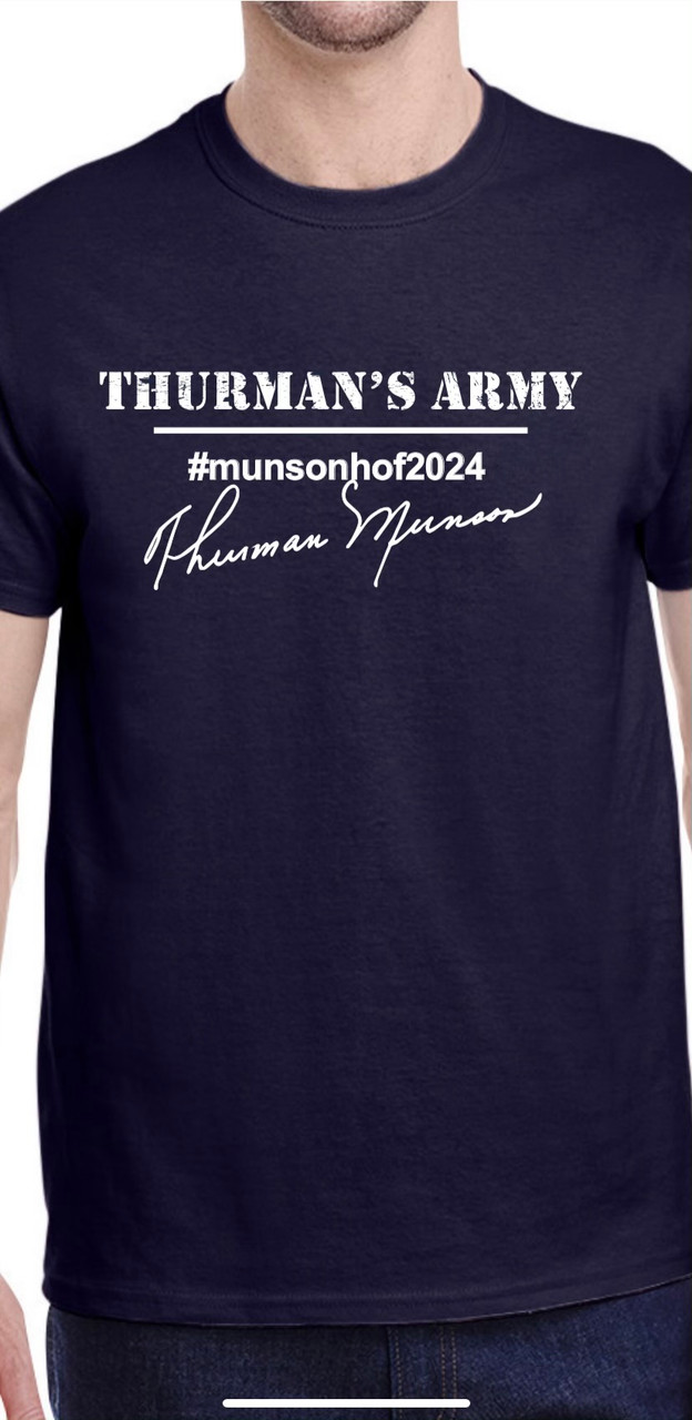 Mens THURMAN MUNSON Yankees Baseball Card Short-Sleeve Tee Shirt T-Shirt