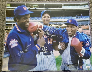 Mike Tyson, Dwight "Doc" Gooden and Darryl Strawberry Autographed 16x20 Photo New York