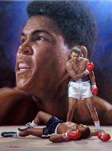 Muhammad Ali Original Hand Painted Sports Art On Canvas 24"x32" stretched. Hand painted & signed by artist Doo S. Oh
