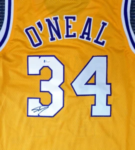 Los Angeles Lakers Shaquille Shaq O'Neal Autographed Yellow Jersey On 3 Beckett