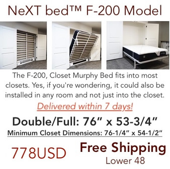 Closet Murphy Bed, Murphy Wall Bed, Next Bed, Open, Double Full Size