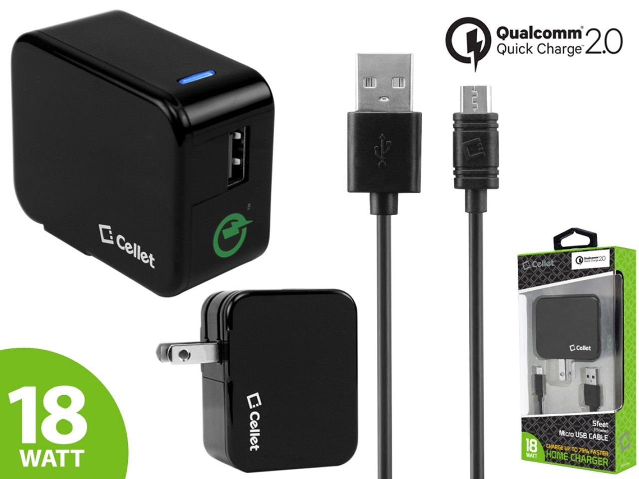 Quick Charge 3.0 USB Wall Charger 18W Qualcomm Certified