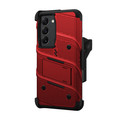 Zizo Bolt Galaxy S24 Rugged Holster Belt Clip Phone Case With Tempered Glass (Red) pic 1
