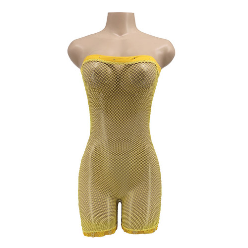 YELLO FISHNET ONE PIECE BODY SUILT