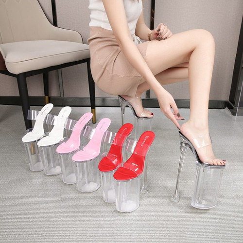 26cm Women Sexy Party Dress High Heels Stripper Buckle Bride Slippers Platform Shoes 10326-10