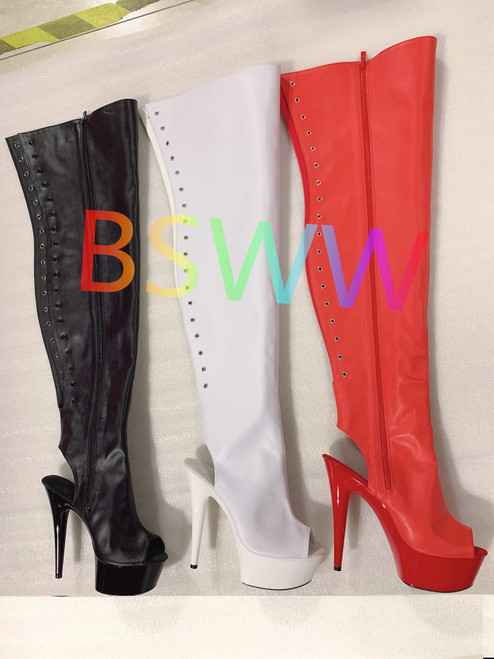 15cm high boots with knee-high boots clubs Cosplay pole dancing shoes boots After fine hairtail mouth high knee-high boots