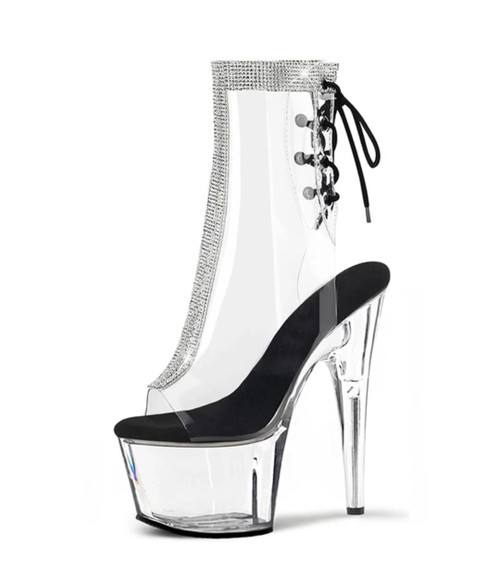 7 Inch Rhinestone Extreme High Heels Sexy Women Dance Ankle Boots