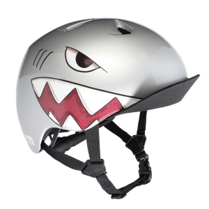 Bern Nino DVRT Kids Helmet Metallic Silver Shark Bite Bern Nino DVRT Kids Helmet Metallic Silver Shark Bite
