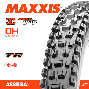 Maxxis Assegai 27.5 x 2.50 WT 2PLY 3C TR MaxxGrip DH Foldable MTB Tyre Maxxis Assegai 27.5 x 2.50 WT 2PLY 3C TR MaxxGrip DH Foldable MTB Tyre