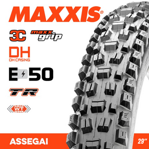 Maxxis Assegai 29 x 2.50 WT 3C DH TR MaxxGrip E50 Foldable MTB Tyre Maxxis Assegai 29 x 2.50 WT 3C DH TR MaxxGrip E50 Foldable MTB Tyre