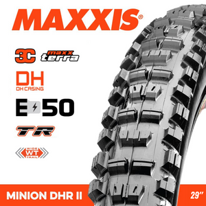 Maxxis Minion DHR II 29 x 2.40 WT 3C DH TR MaxxTerra E50 Foldable MTB Tyre Maxxis Minion DHR II 29 x 2.40 WT 3C DH TR MaxxTerra E50 Foldable MTB Tyre