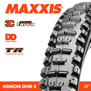 Maxxis Minion DHR II 29 x 2.30 3C TR DoubleDown MaxxTerra Foldable MTB Tyre Maxxis Minion DHR II 29 x 2.30 3C TR DoubleDown MaxxTerra Foldable MTB Tyre