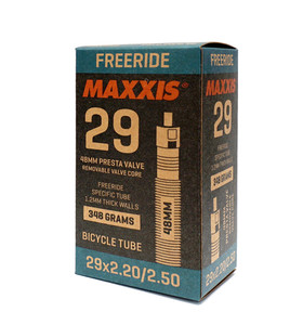Maxxis Freeride 29 x 2.2/2.5 FV 1.2mm Wall 48mm Presta Removable Valve Core Tube Maxxis Freeride 29 x 2.2/2.5 FV 1.2mm Wall 48mm Presta Removable Valve Core Tube