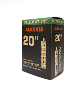 Maxxis Welterweight 20 x 1.5/2.5 FV 0.8mm Thick 48mm Presta Removable Valve Core Tube Maxxis Welterweight 20 x 1.5/2.5 FV 0.8mm Thick 48mm Presta Removable Valve Core Tube