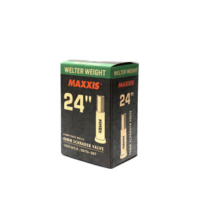 Maxxis Welterweight 24 x 2.0/3.0 SV 0.8mm Thick 48mm Schrader Removable Valve Core Tube Maxxis Welterweight 24 x 2.0/3.0 SV 0.8mm Thick 48mm Schrader Removable Valve Core Tube