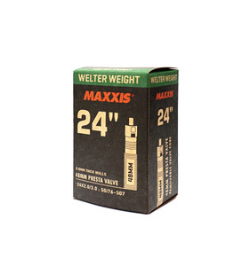 Maxxis Welterweight 24 x 2.0/3.0 FV 0.8mm Thick 48mm Presta Removable Valve Core Tube Maxxis Welterweight 24 x 2.0/3.0 FV 0.8mm Thick 48mm Presta Removable Valve Core Tube