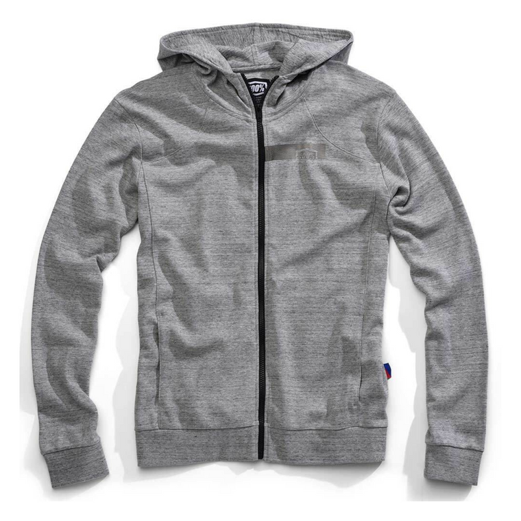 100% Chamber Zip-Up Grey Hoodie Sweatshirt Large
