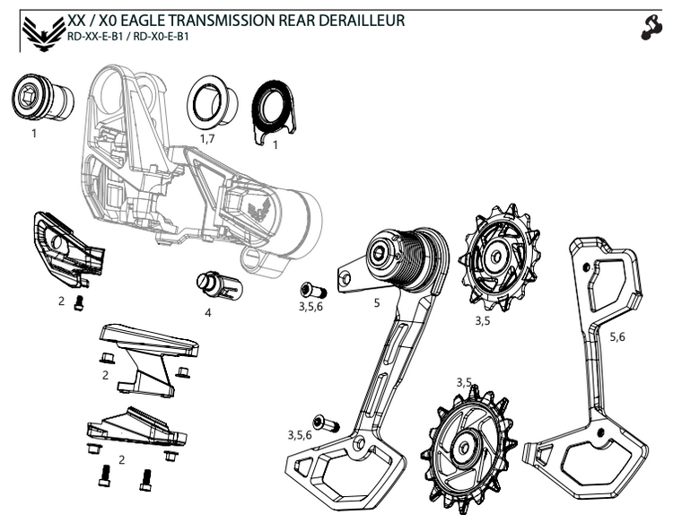 SRAM Rear Derailleur Full Mount Bolt Kit X0 T-Type Eagle AXS