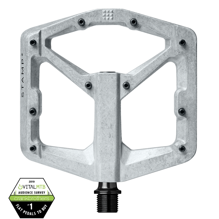 Crankbrothers Flat Pedals MTB Stamp 2 Large Raw Silver V2