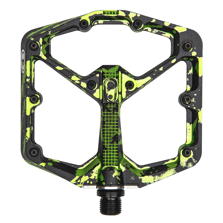 Crankbrothers Flat Pedals MTB Stamp 7 Large Splatter Paint Lime Green