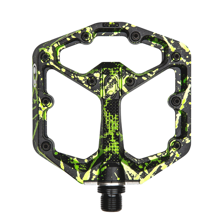 Crankbrothers Flat Pedals MTB Stamp 7 Small Splatter Paint Lime Green