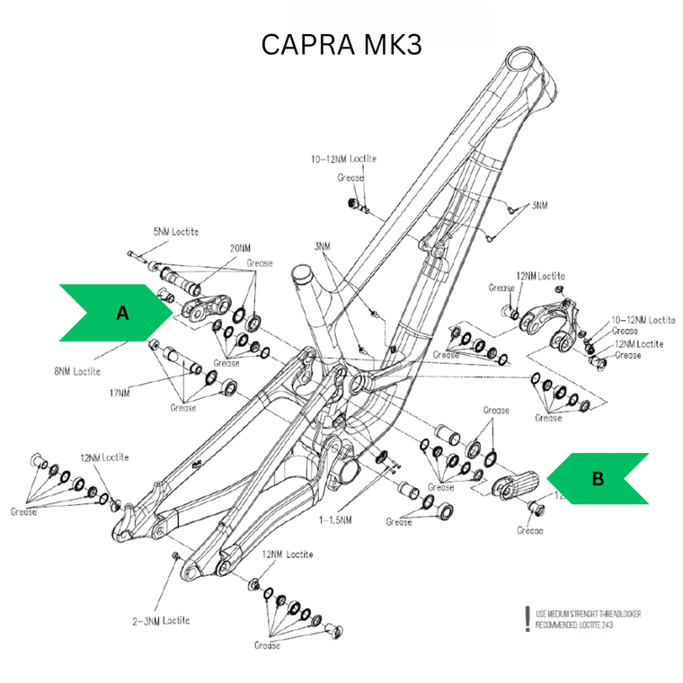 YT Capra MK3 Frame Rocker Links Part A and B Silver